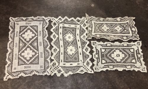 Vintage Doilies Set of 4 Lace Crocheted Doilies Ivory