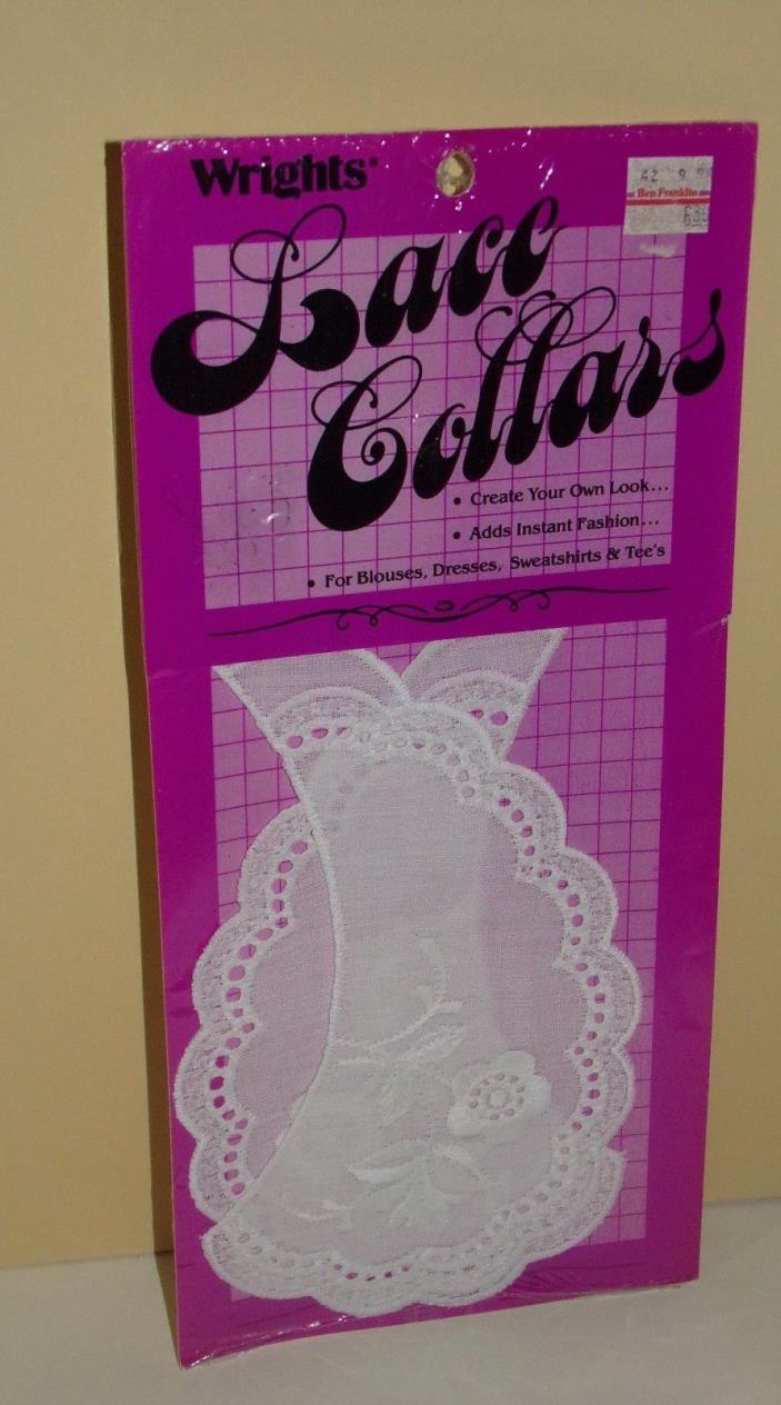 Vintage Wrights White Lace Collars Eyelet Embroidered Applique for Blouse Dress