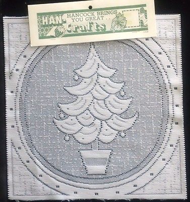 Filet Lace 12” Square White Christmas Tree, Crafters-Pillow Top,Doily,Wall Decor