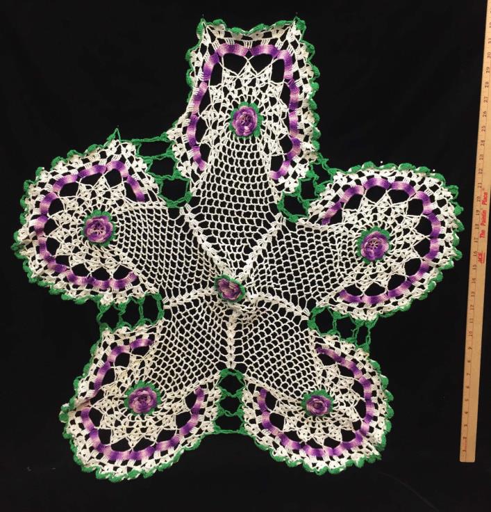 Doily Purple White Green Floral Large 40