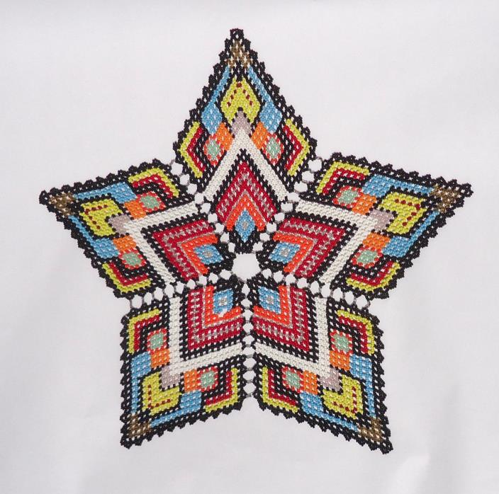 Vintage Southwestern Loomed Beadwork Star Doily Bead Loom