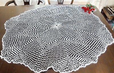 Lace Black White Lace Tablecloth Round  Table Topper Doily 42
