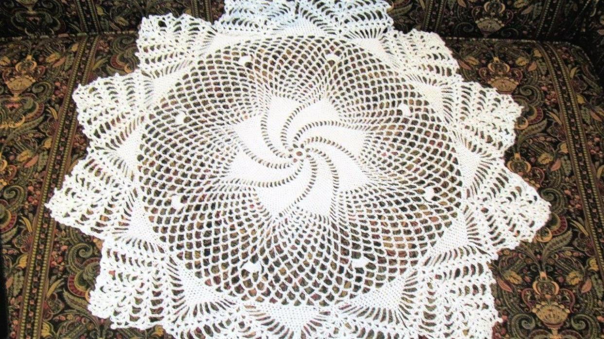 Handmade Crochet Cotton White Doilie 26
