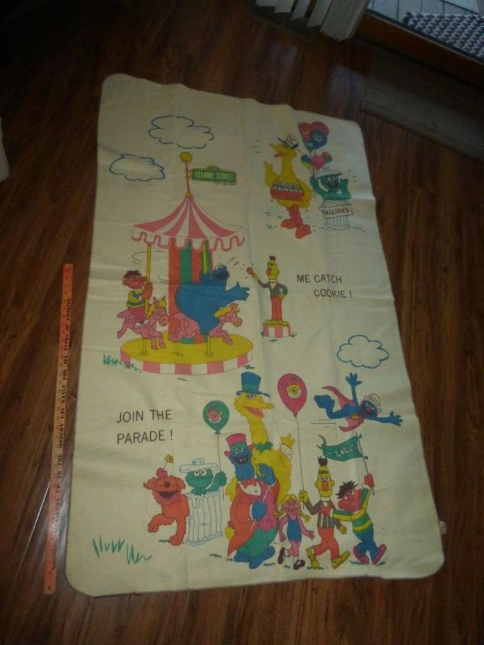 Vintage Sesame Street Circus Theme Flannel  blanket  Chatham, approx  44