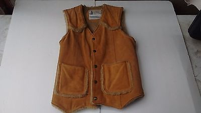London Fog Vintage Made in USA  Leather Vest Beige Size 36 XS-S