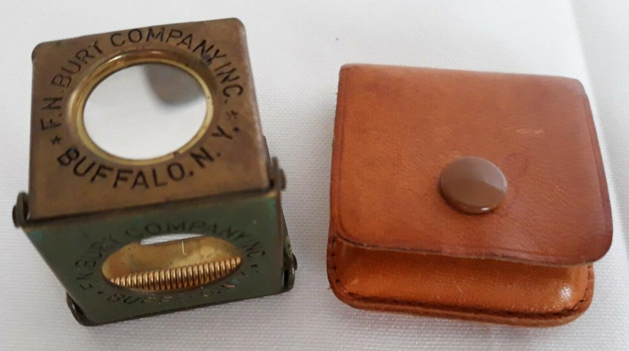 Vintage F. N. Burt Co.  THREAD COUNTER / MAGNIFIER  Made in West Germany - Pouch