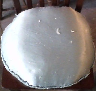 VINTAGE LIGHT BLUE SILK SATIN COVERED FEATHER PILLOW ROUND THROW TOSS BED PILLOW