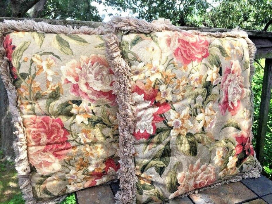 WAVERLY Jonquil Peony SET 2 Pillow 20 / 20 Elegant Throw Living Room Bed ??M15