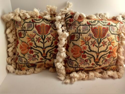 Pair of Vintage tapestry cushion pillow