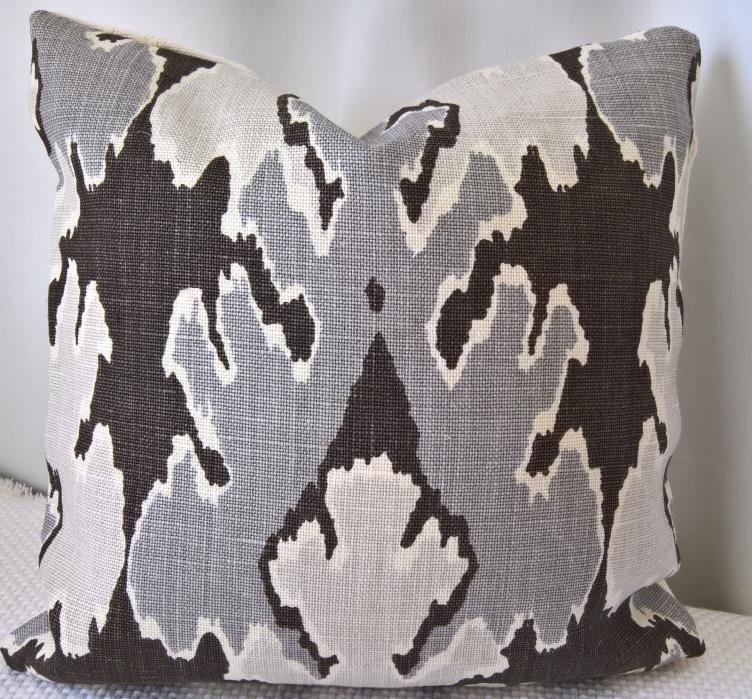 Kelly Wearstler for Groundworks Bengal Bazaar Graphite Linen Custom Pillow 16x16