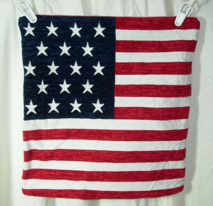 PATRIOTIC AMERICAN FLAG USA RED WHITE BLUE THROW PILLOW SHAM HOME DECOR 16X17