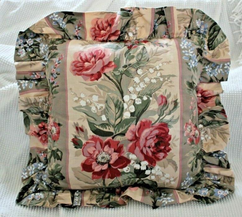 Waverly Carolina Rose Lily of the Valley Fabric Custom Ruffled Throw Pillow