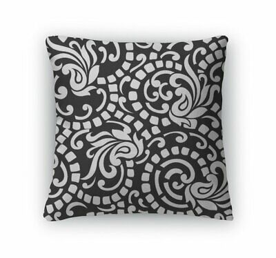 Throw Pillow, Black And White Abstract With Paisley