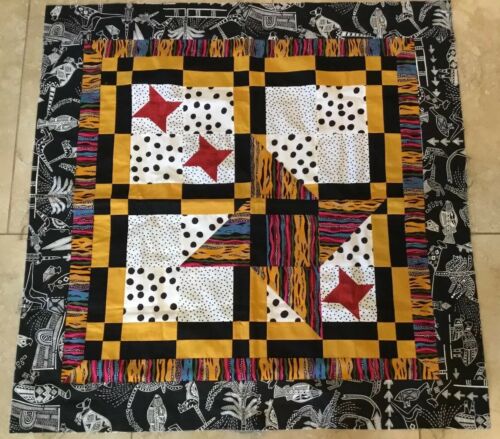 Patchwork Quilt Top, Small, Contemporary Prints, Dots, Black, White, Multi