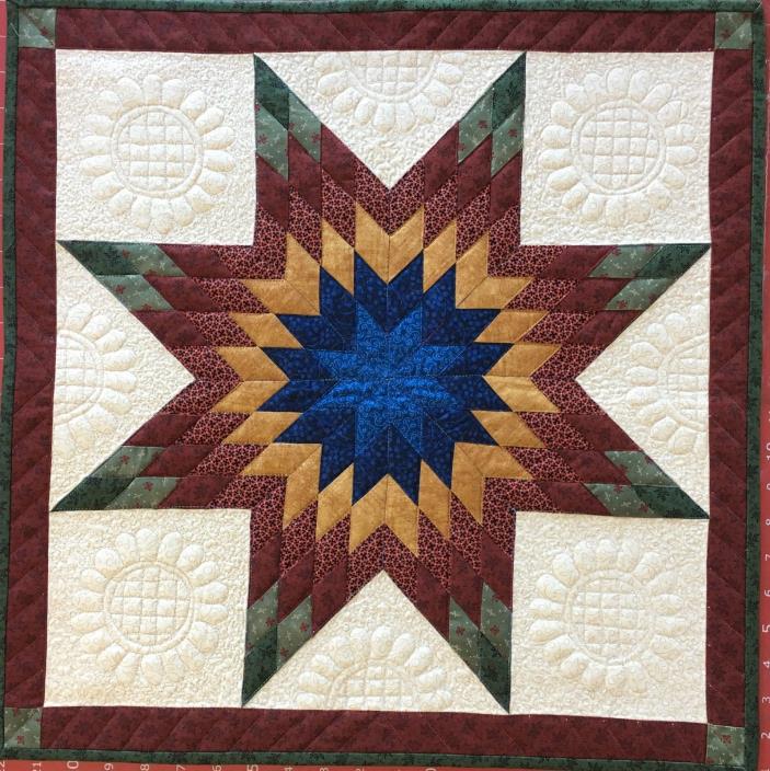 classic Quilt Wall Hanging Star blocks multi color Top Stitching