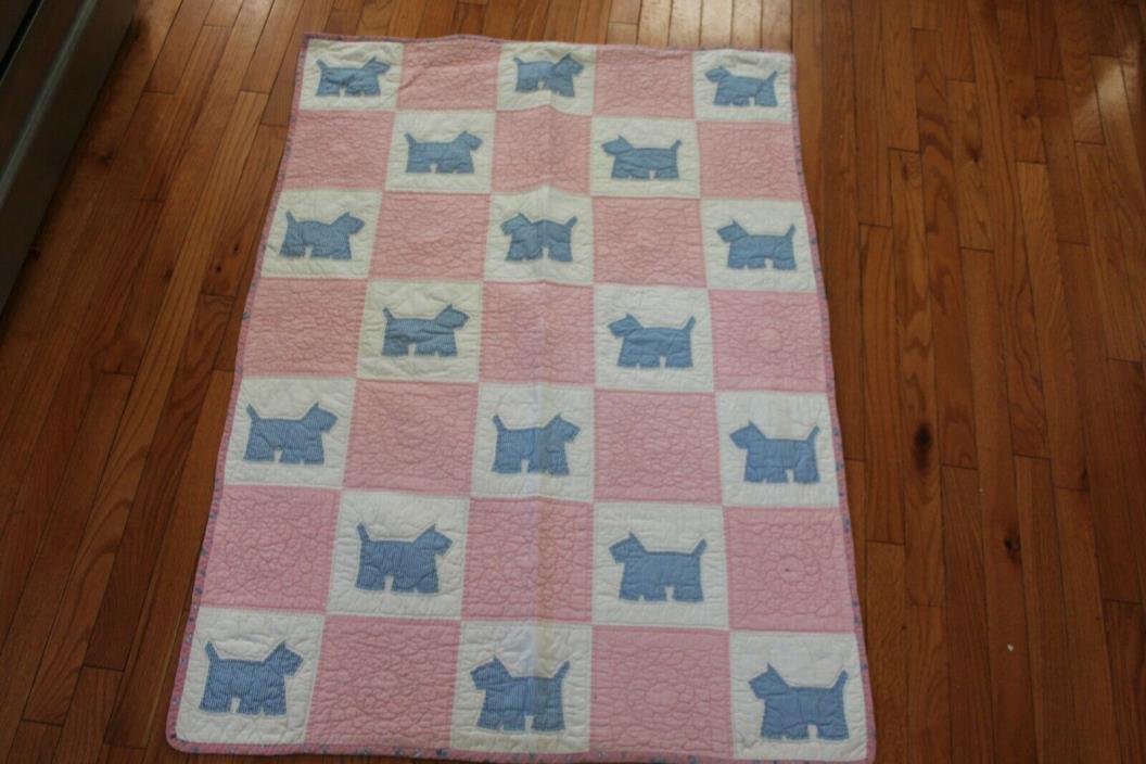 Vintage 1930s/1940s Scottie Dog Quilt - EUC - 37