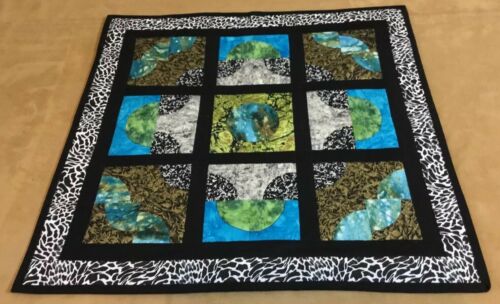 Patchwork Quilt Wall Hanging, Window Pane, Four Patch, Contemporary Prints