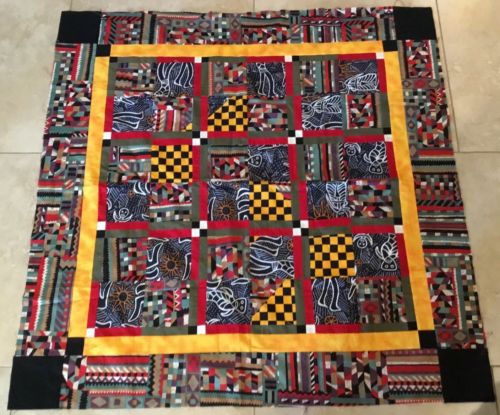 Patchwork Quilt Top, Small, Four Patch, Rectangles, Contemporary Prints, Multi