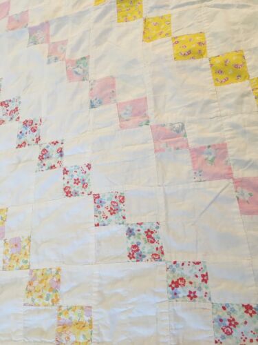 Vintage Small Baby Quilt, Small Squares
