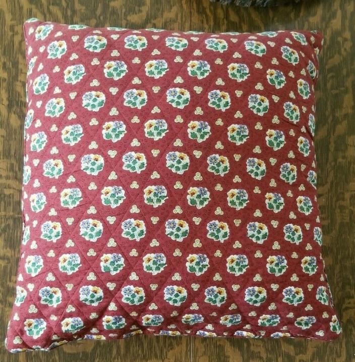 Beautiful Red Flowered Quilted Pillow Cover Hook and Loop Closure 19 X 19