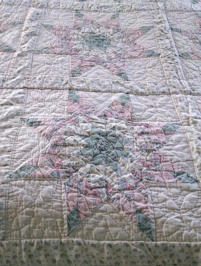 vintage hand made 8 point star quilt 80x80