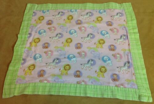 Small Doll Crib Quilt Or Baby Quilt, Flannel, Whimsical Animals, Pink, Lavender