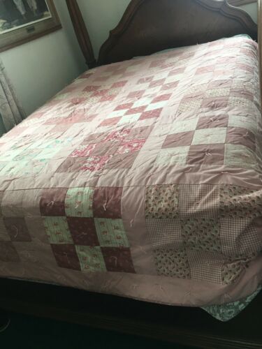 Hand Made Large Patch Quilt Pinks