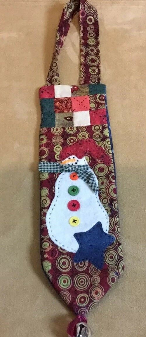 Appliquéd & Patchwork Mini Quilt Wall Hanging, Snowman, Four Patch, Star, Bell