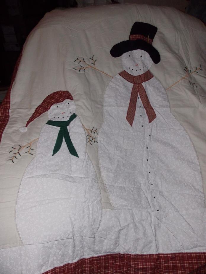 Holiday 2 Snowman Festive Wall Hanging Quilt Top Suitable machine quilting 51x60