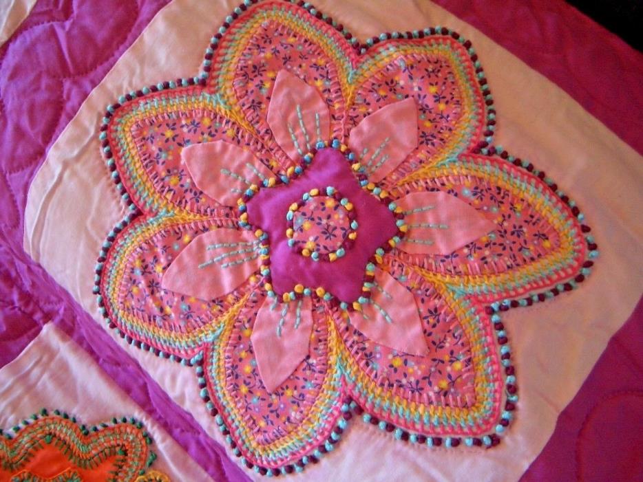 Quilted Flower Quilt - Tiny Hand Stitches ~Appliqued 92