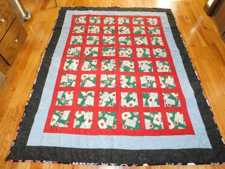 Poker Quilt Handmade Playing Cards Unusual 66 x 77 Inches