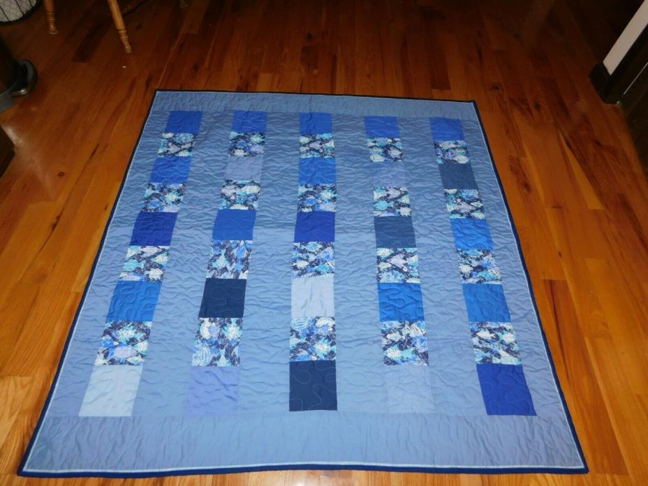 Blue Coral Reef Quilt Handmade New Condition