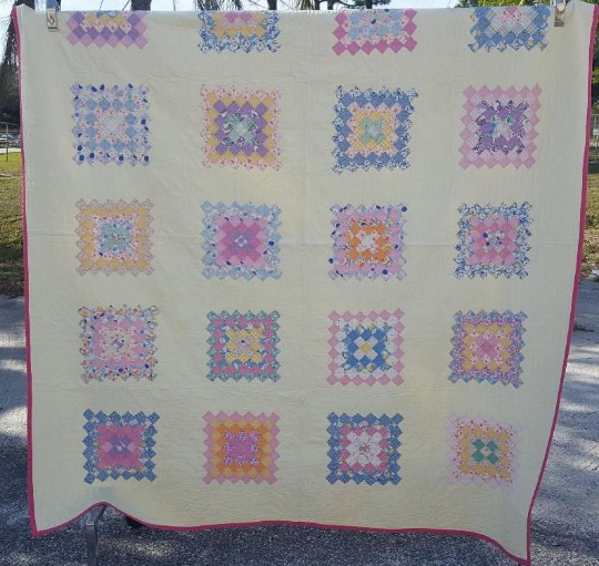 Vintage Hand Stitched Granny Square Quilt