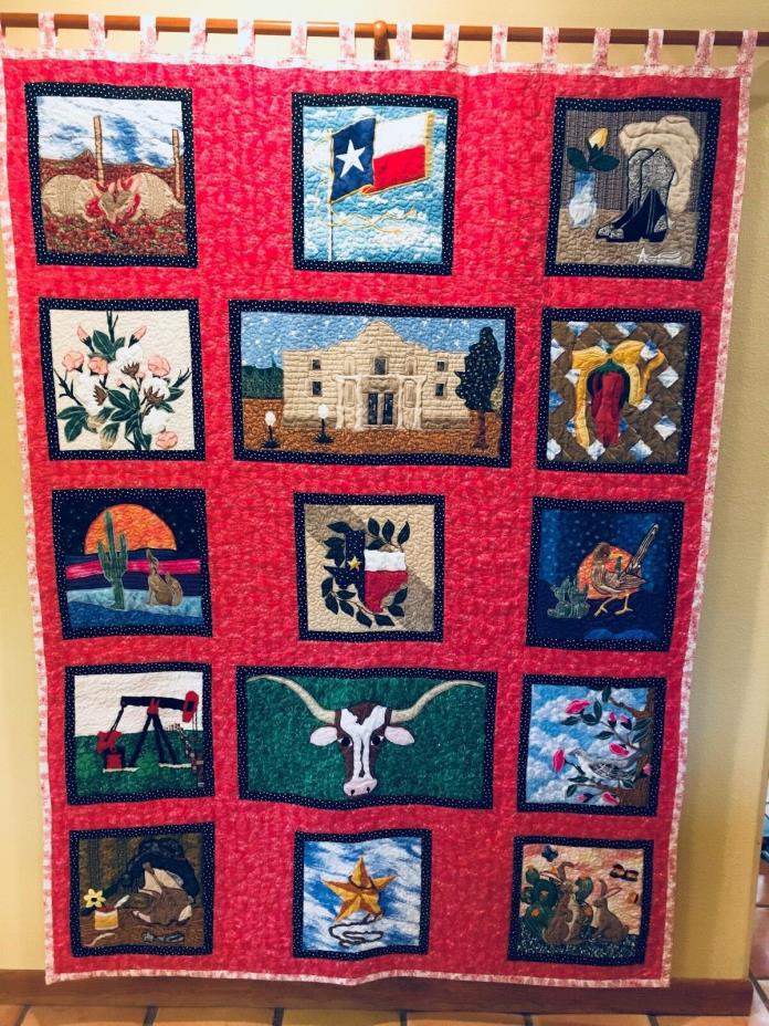 Hand Made WALTZ ACROSS TEXAS Appliquéd/Embroidered Patchwork Quilt/Wall Hanging