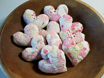 Vintage small cutter quilt hearts bowl fillers photo props flower garden pink