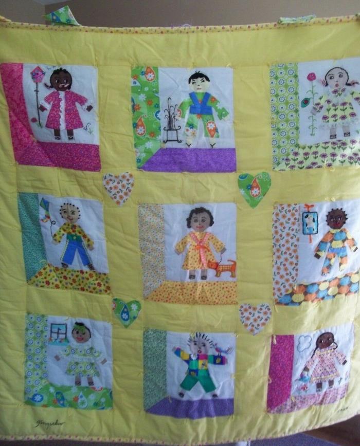 BABY nursery PATCHWORK  APPLIQUE lap pictorial ART QUILT gingerluv