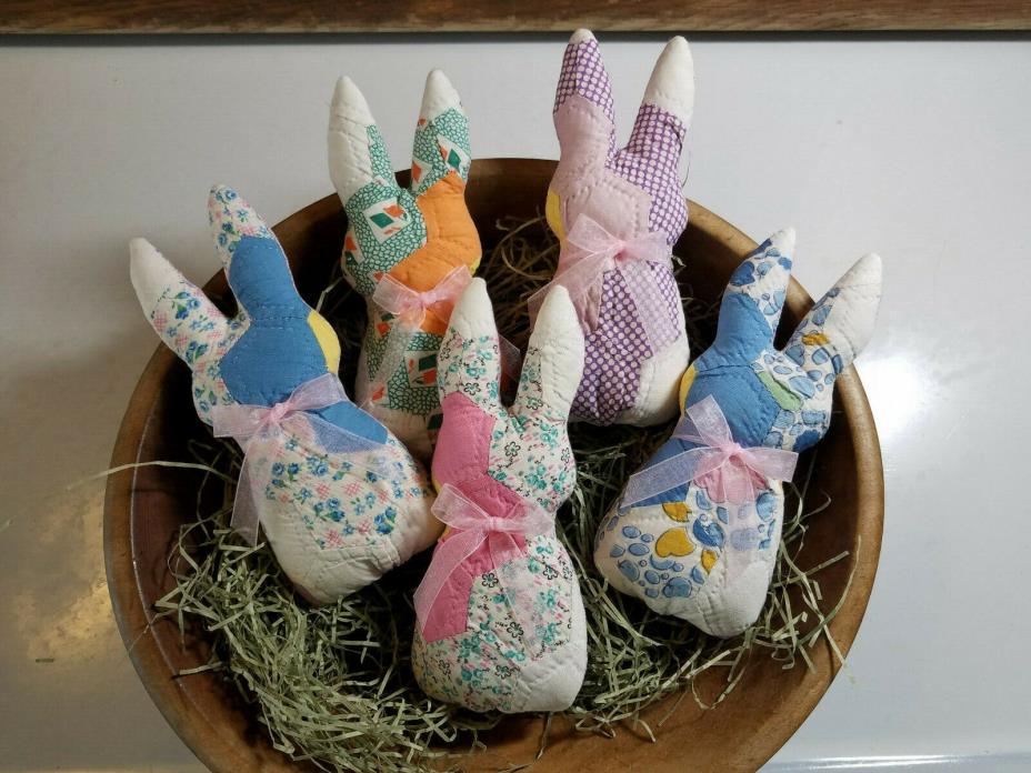 Vintage cutter quilt Easter Bunny Bunnies bowl fillers flower garden