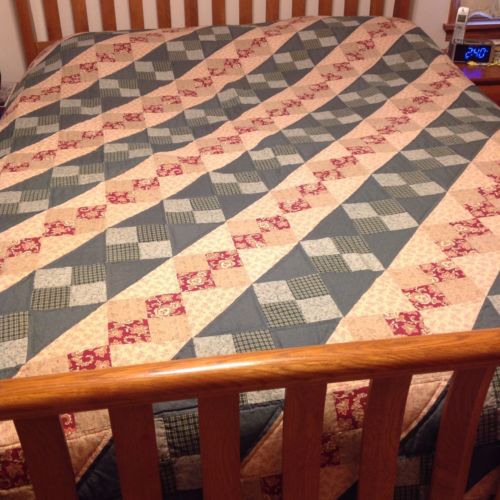 Handmade King Size Patchwork Quilt 1998 All Hand Quilting 110 x 90