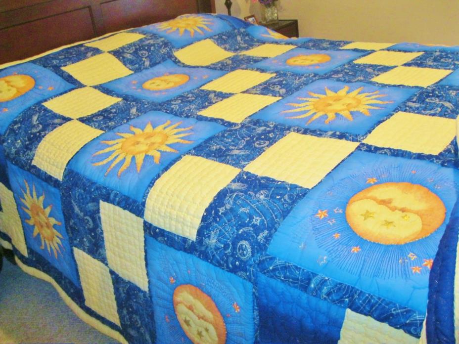King/Queen Moon & Sun One of a Kind Cotton quilt Double Batting for extra warmth