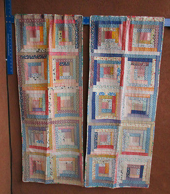 Vintage Quilt Curtains Shabby Chic Handmade Granny Pastel Multi-Color