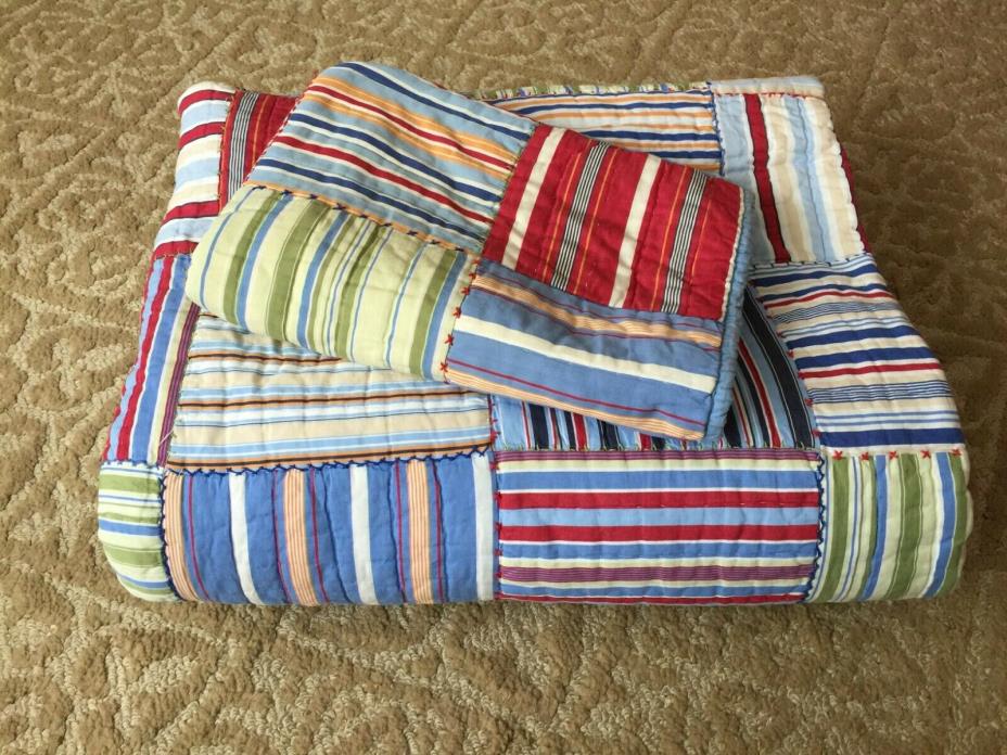 Pottery Barn Kids Plaid Twin Quilt Standard Pillow Sham Boys Bedding Patchwork