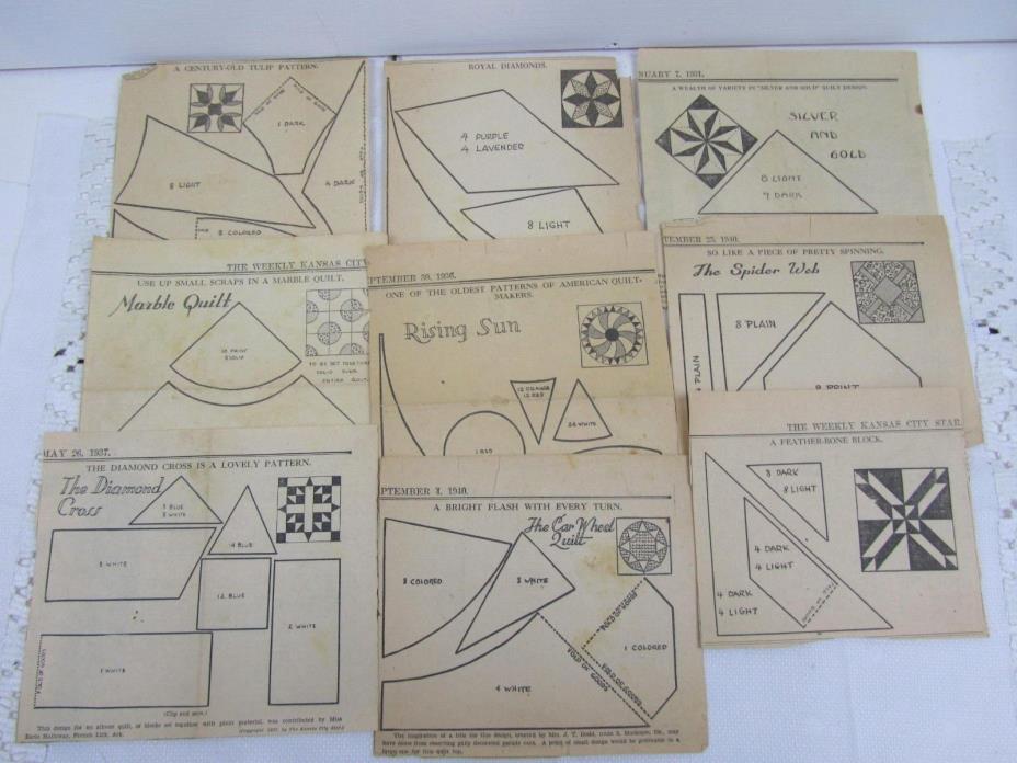Original Kansas City Star Newspaper Quilt Block Pattern 1930's 40's