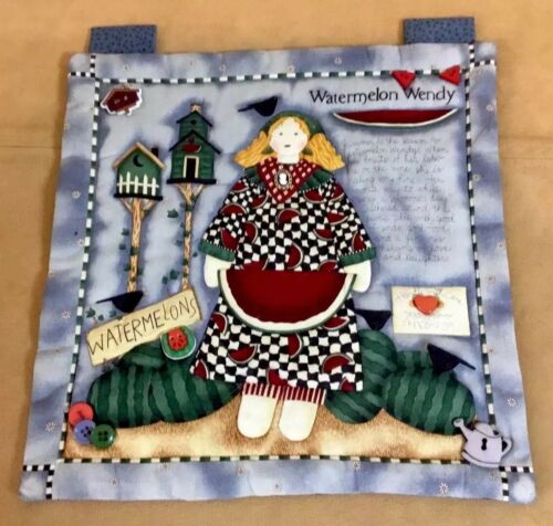 Country Wall Hanging Quilt, Watermelons, Birdhouses, Girl, Crow
