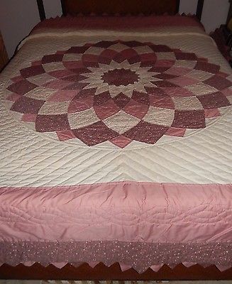 Hand Stitched Queen Size Quilt Rare 