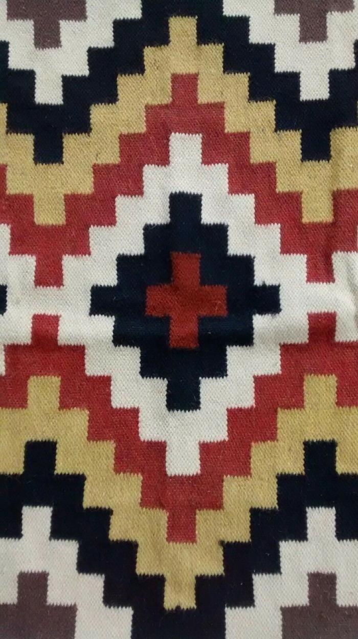 Handmade Southwestern Wool Geometric Rug Mat Unfinished Woven