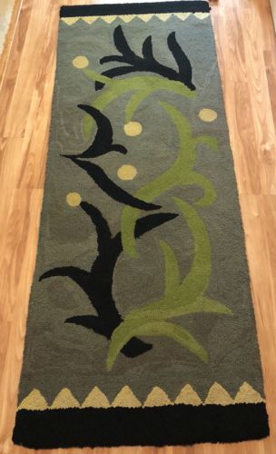Vtg Mid Century Stylized Floral Rug Runner Wall Hanging Exc.! Mod-