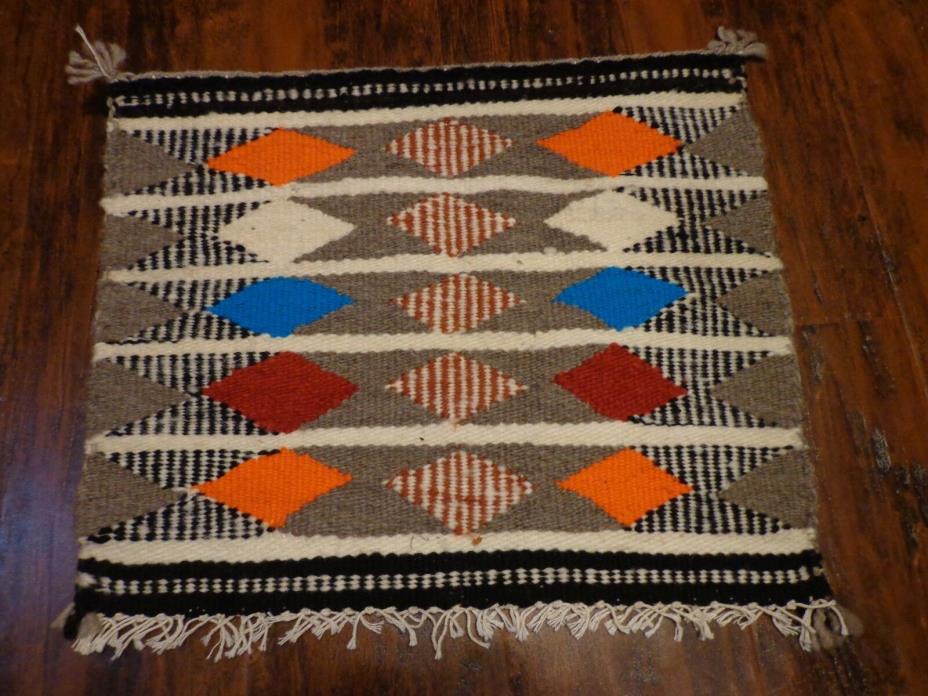 Vintage Hand Woven Small Rug Beautiful Multi-colored  Wool Textile 13