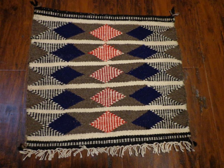 Vintage Hand Woven Small Rug Beautiful Multi-colored  Wool Textile 15