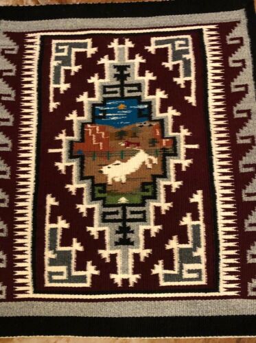 Perfect Weaved Navajo Rug By Martcia Crank With A Bucking Bull Weaved In It