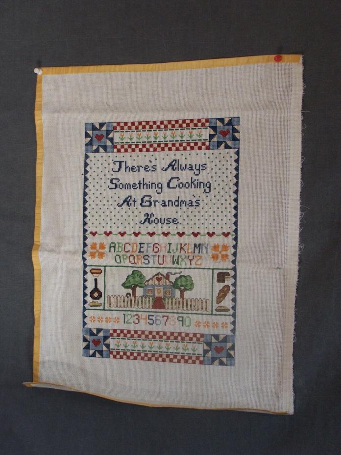 Vintage Needlepoint There's Always Something Cooking at Grandma's House Sampler
